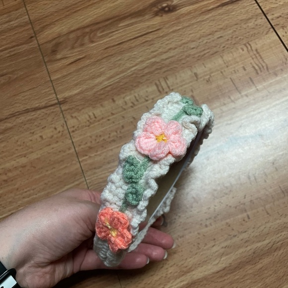 Black Multicolor Floral Knit/ Crochet Headband main image 4